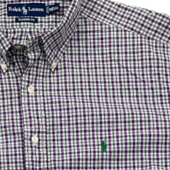 Polo Ralph Lauren Purple Plaid Button Long Sleeve 2XL Cotton Shirt Men's XXL - Picture 4 of 9